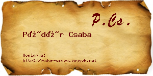 Pádár Csaba névjegykártya