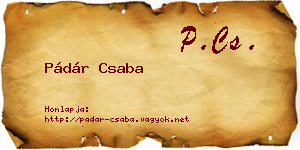 Pádár Csaba névjegykártya
